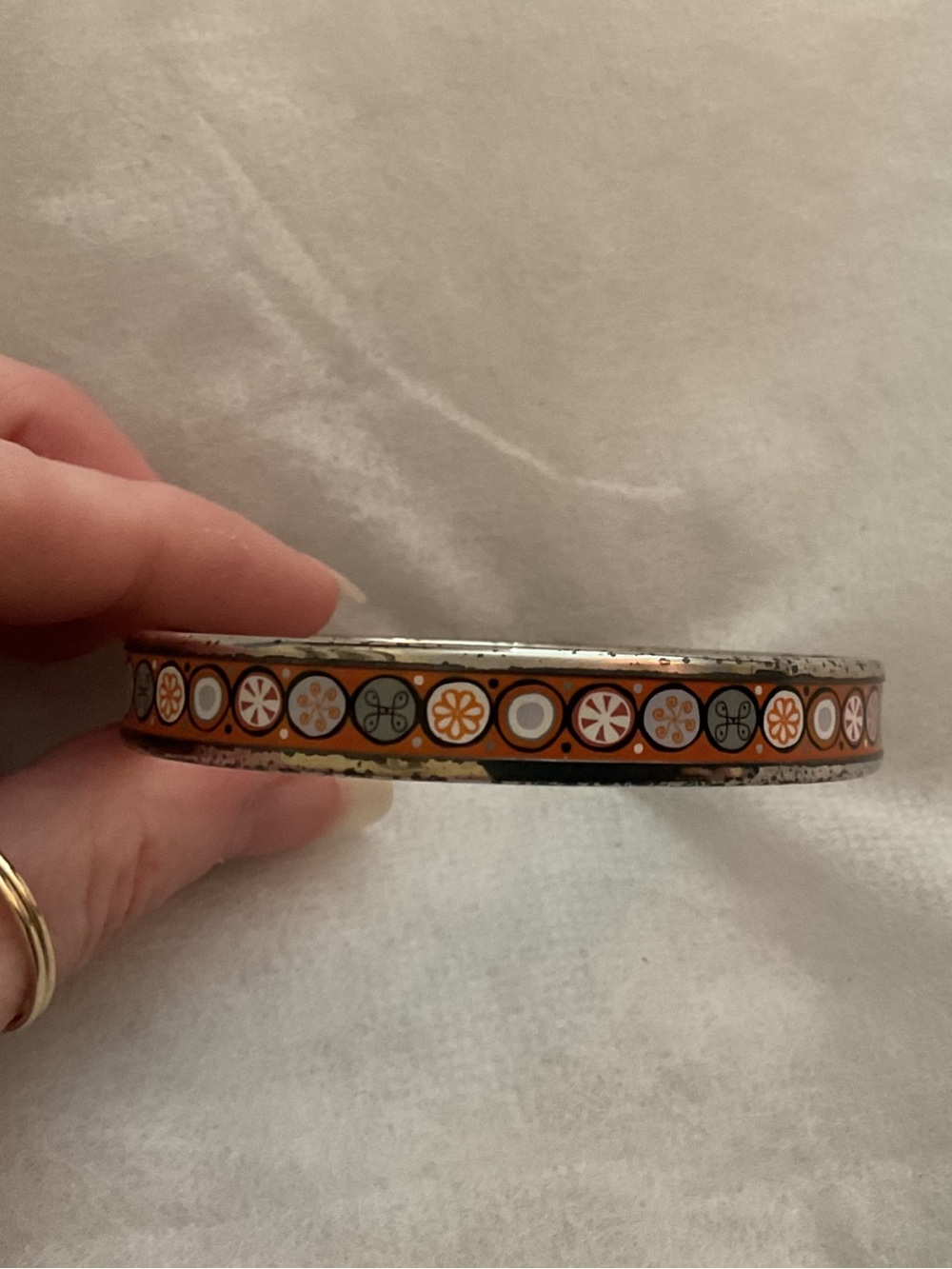 Authentic Vintage Hermès Paris Austria Orange Enamel Medallion L Bangle Bracelet - Picture 7 of 11